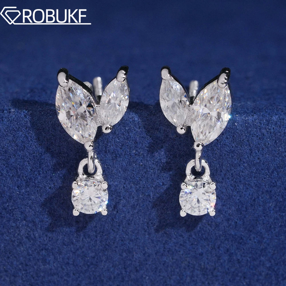 

Серьги-капли с муассанитом 2,1 карата для женщин, маркиза, круглая огранка, лабораторный бриллиант, стерлинговое серебро S925, сертификат ювелирных изделий для невесты