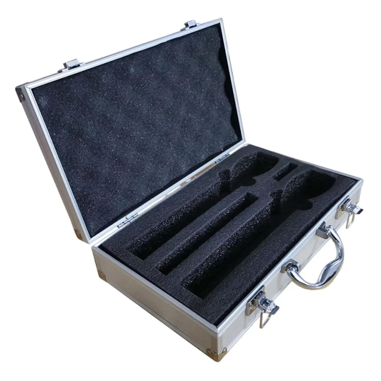 Hard Shell Microphone Storage Case Organizer Waterproof Aluminum Carry Box for Cordless Mic Studio and Karaoke Use