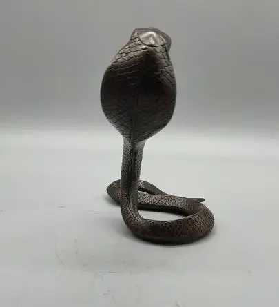 Chinese Old Bronze Handmade Snake Cobra Statue Brass Copper