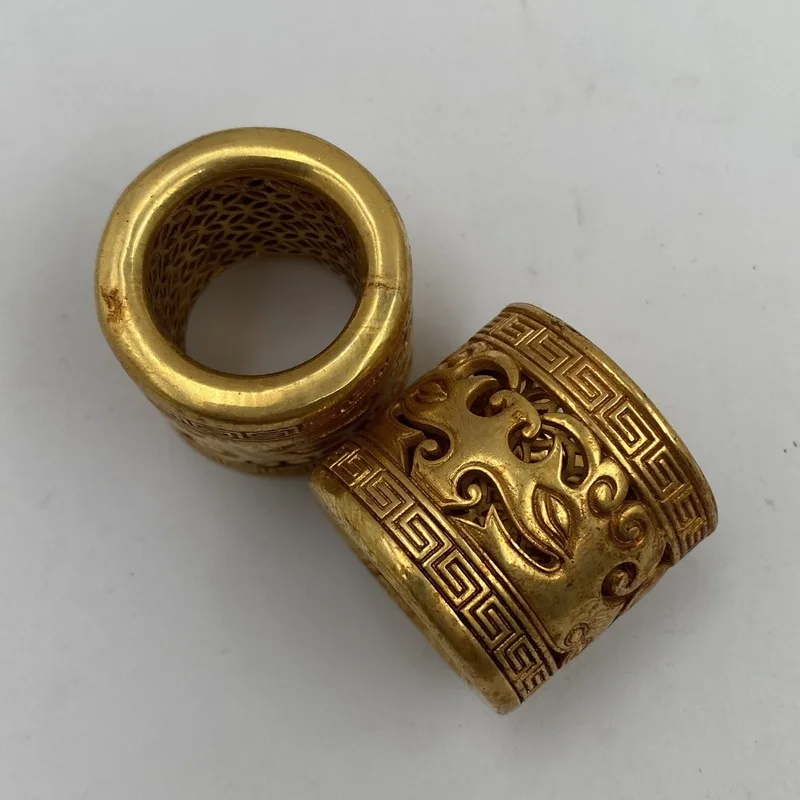 ring made of pure copper plated with 24K gold stylish and domineering men's hollow design