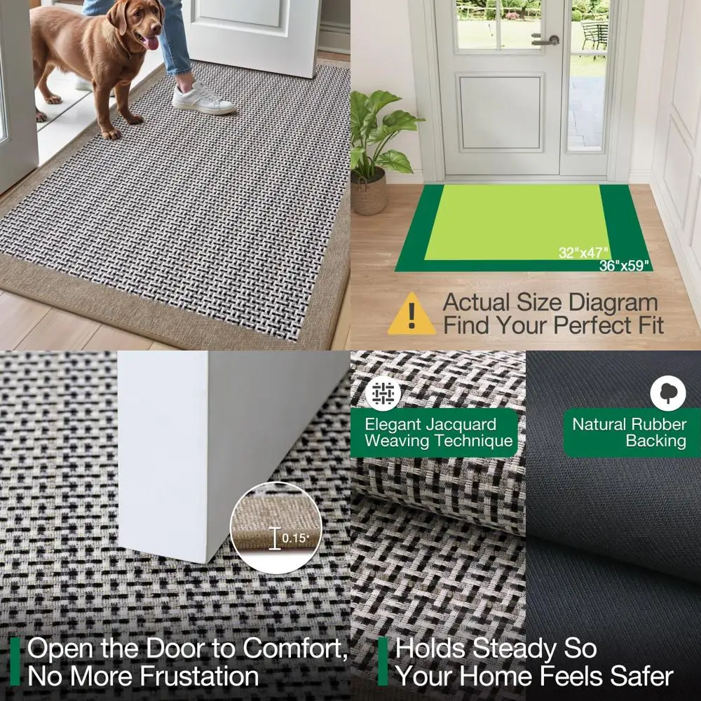 

"36x59 Inch Door Mat - Absorbent, Dirt Trapping, Thin Profile, Non-Slip with Rubber Backing, Perfect for Indoor Use"