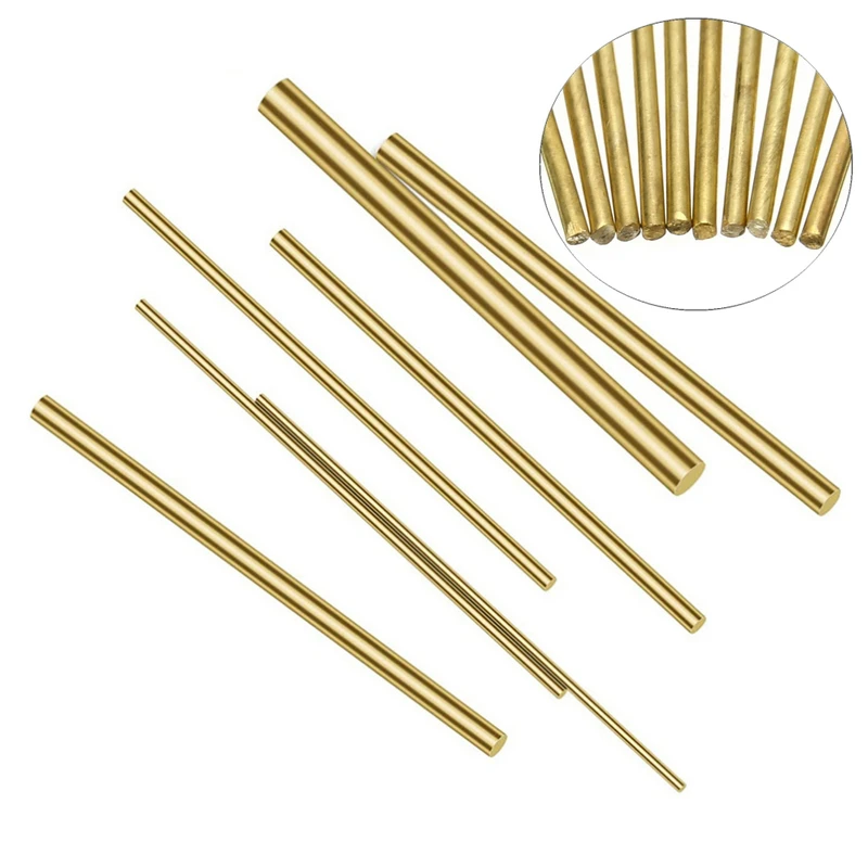 2PCS 2-15MM Hardware Brass Round Bar Rod For DIY Knife Handle Material Circular Wire Tube Model Making Brass Rod 50CM Long