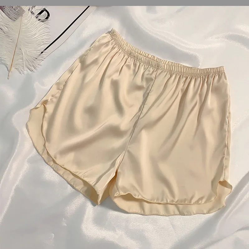 Summer Women Satin Silk Safety Short Pants Cool Breathable Pajama Shorts Soft Sleep Bottoms Home Wear Lounge Female Shorts Boxer