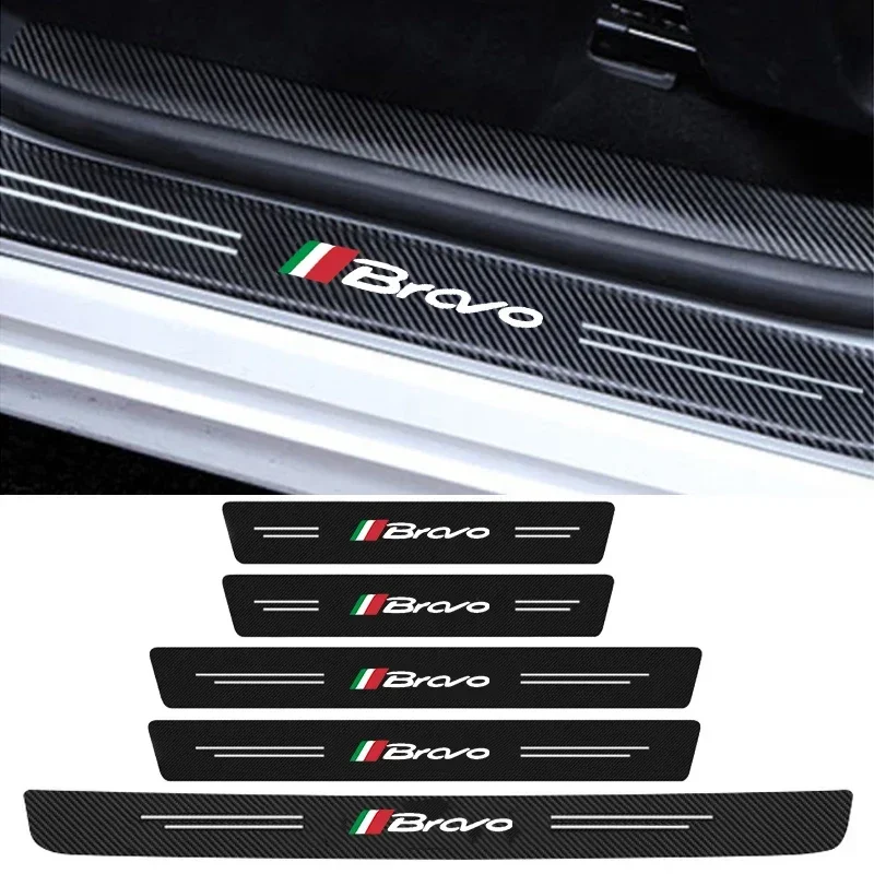 Naklejki wewnętrzne do samochodu Fiat Bravo z logo, na progi drzwi, bagażnik, zderzak, wodoodporne, naklejki na progi przednie i tylne, listwy, akcesoria — 2