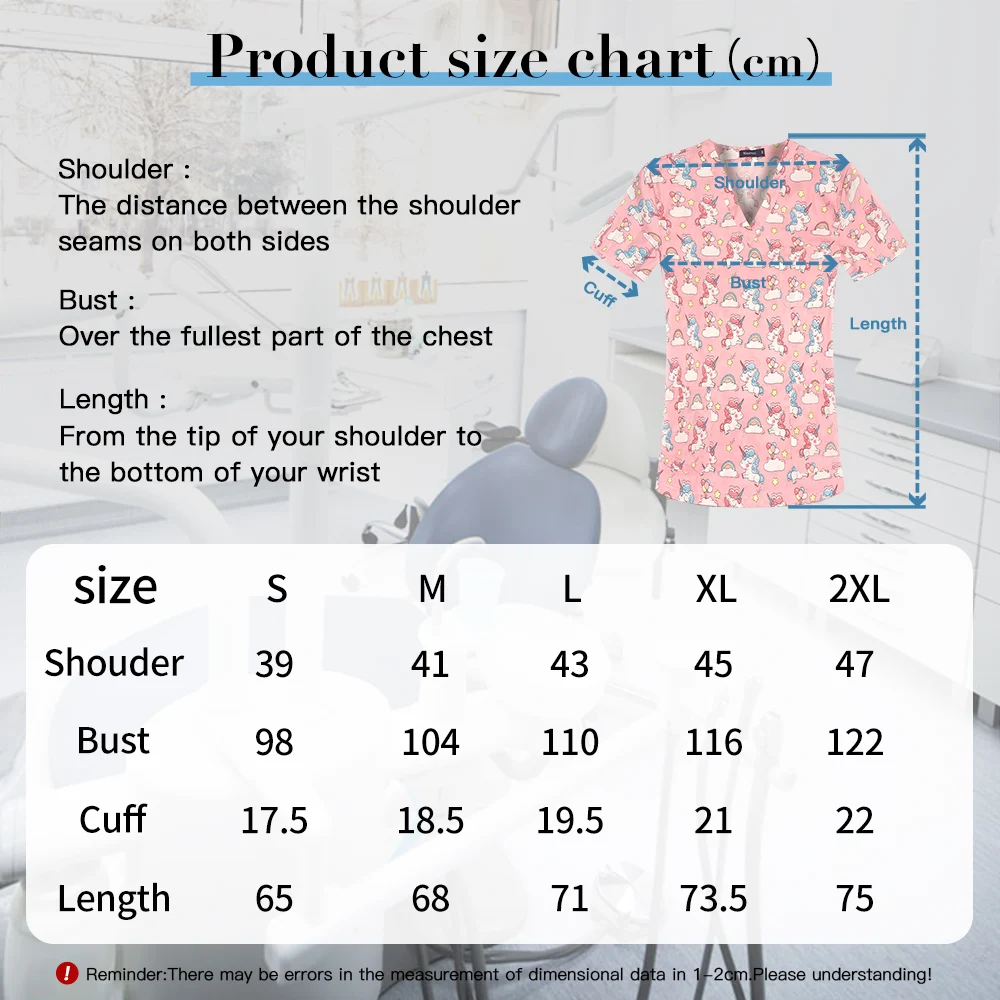 Beauty Salon Work Uniform Animal Printed Nurse T-shirt Women Surgery Tops Short Sleeve V-neck Carer Top Hospital Doctor Workwear