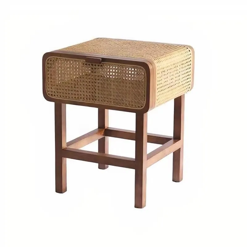 High Quality Solid Wood Frame Modern Nordic Style Bedside Table Indoor Bedroom Furniture Home Side Table