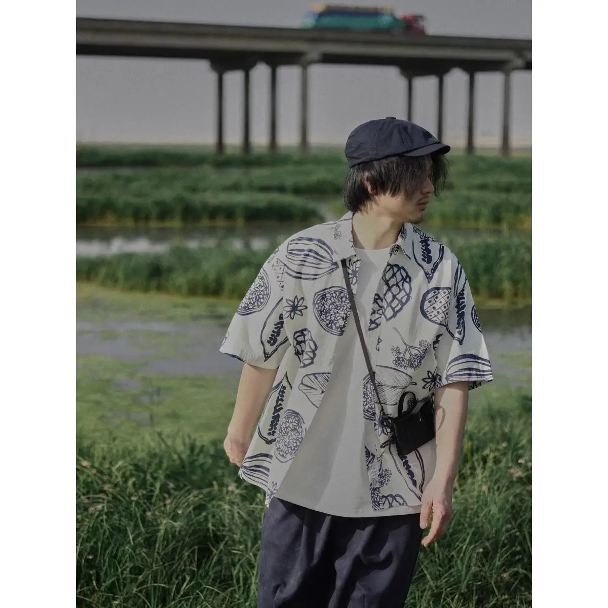 

Japanese Hong Kong style Hawaiian summer beach plus size shirt men's short-sleeved shirt loose trendy casual all-match y2k tops