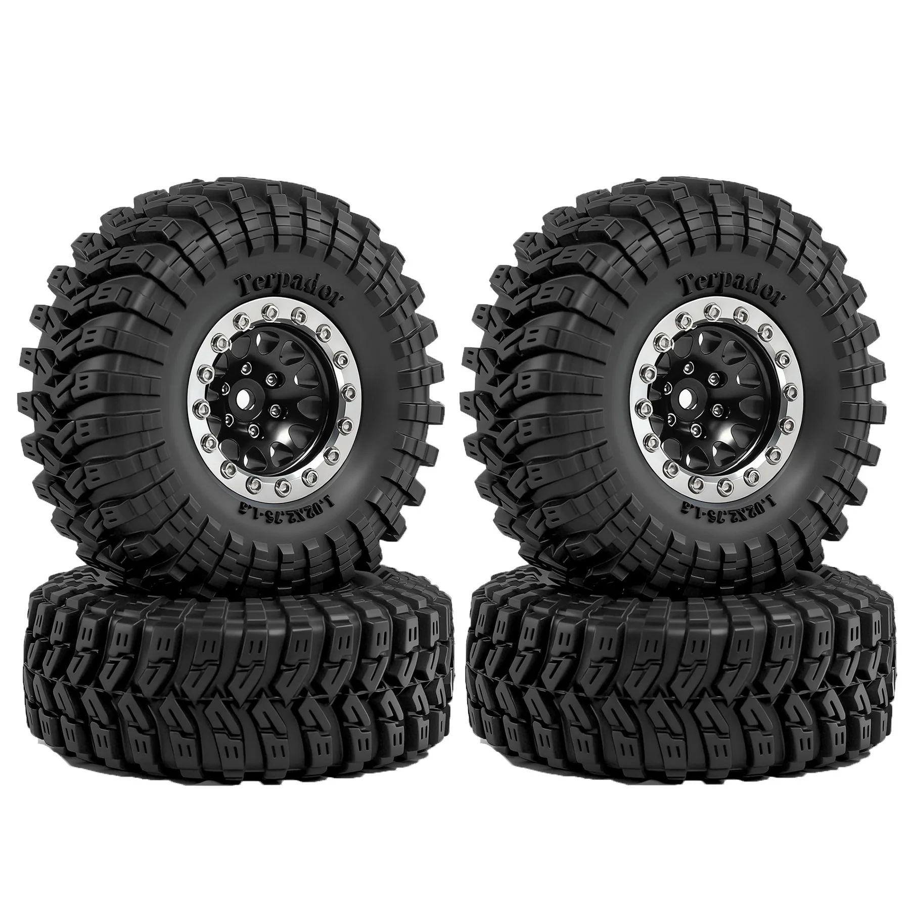 4pcs 70mm 1.3" Metal Beadlock Wheel and Tire for 1/18 1/24 RC Crawler Car FCX24 FCX24M TRX4M SCX24 AX24 Upgrade Parts
