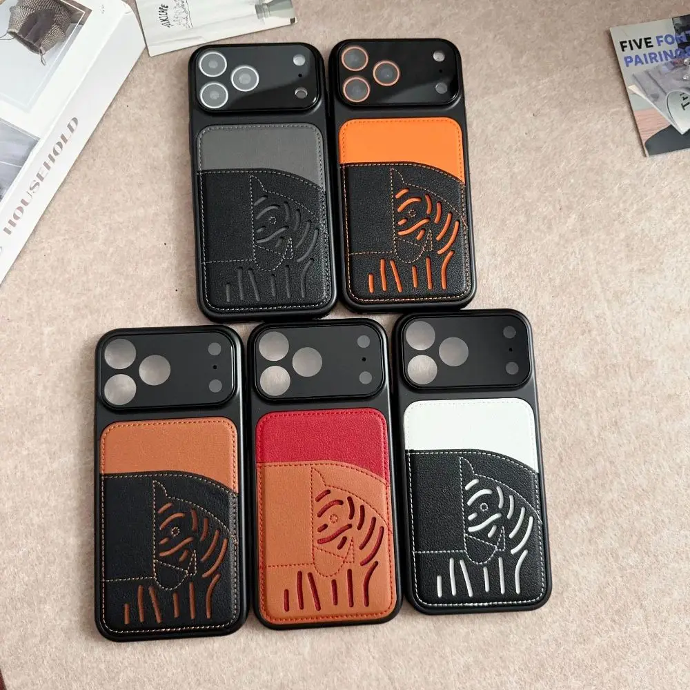 

Fashion Color Blocking Leather Phone Cover for iPhone 17 16 15 14 13 Pro Max with Back Wallet Card Case