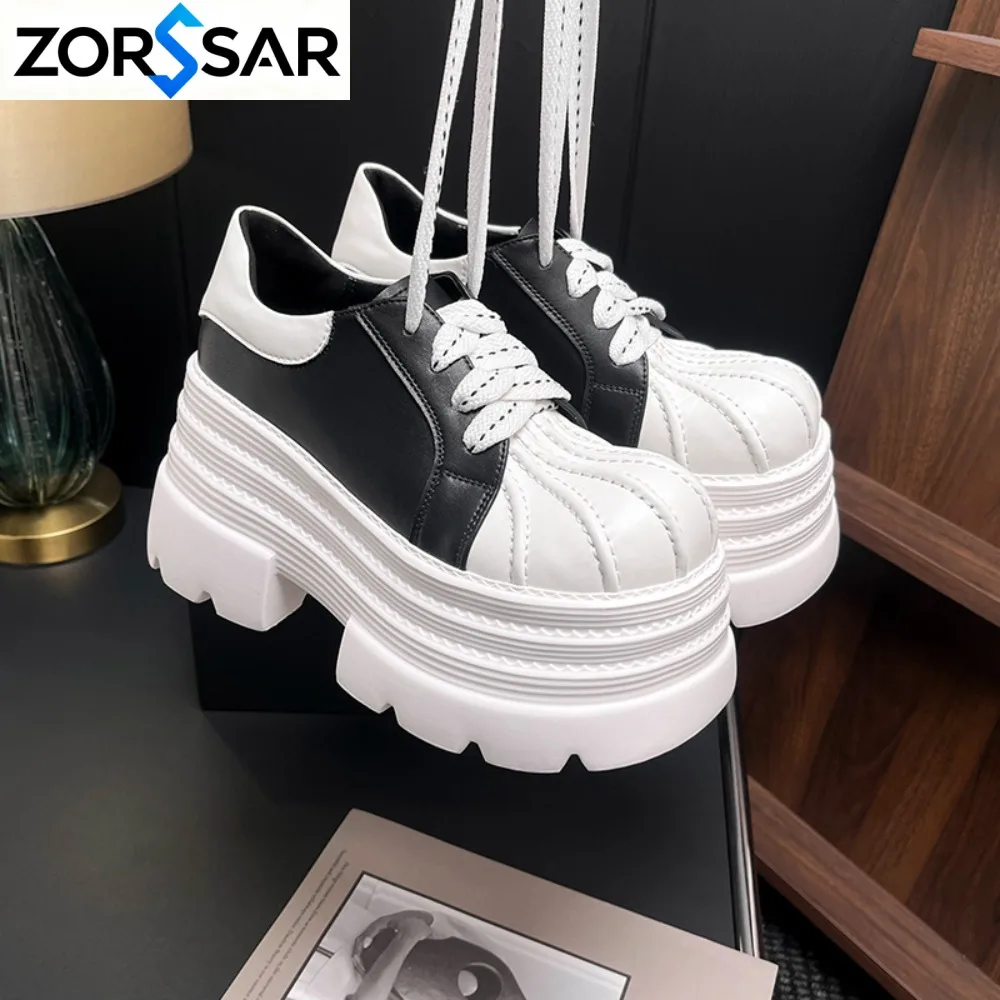 Women's Platform Leather Shoes Metal Punk Big Head Muffin Women Shoes High Quality Design Sense Thick-soled Single Shoes Zapatos