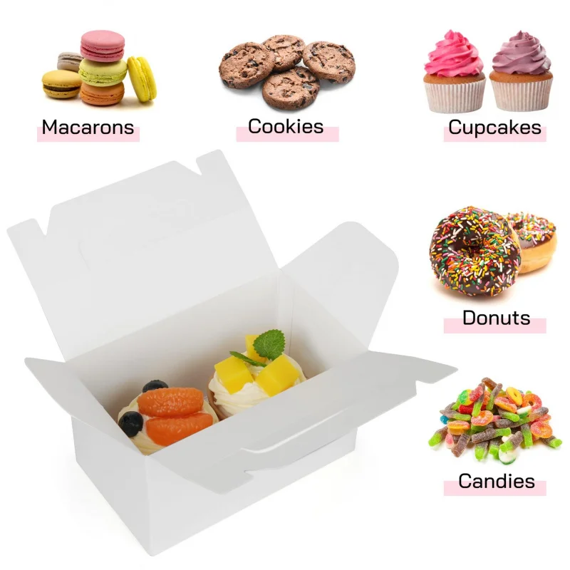 Angepasst-grenze Kraft Papier Handheld Cupcake Box Candy Cookie Fenster Box Backen Dessert Takeout Verpackung Box