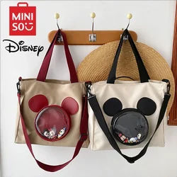 MINISO Disney Serie Mickey Handbag Fashion Canvas Bags Cartoon Printing Large Capacity Leisure Bag Crossbody Schoolgirl Bag