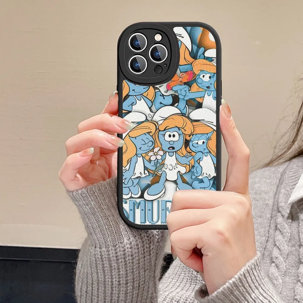 cartoon The S-Smurfs Anime Movie Phone Case Hard Leather For iPhone 14 13 12 Mini 11 14 Pro Max Xs X Xr 7 8 Plus Fundas