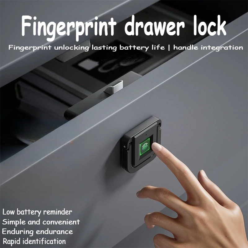 Biometric Fingerprint Lock Black Keyless Cabinet Lock Smart Drawer Locks Anti-theft Door Lock Long Standby Time