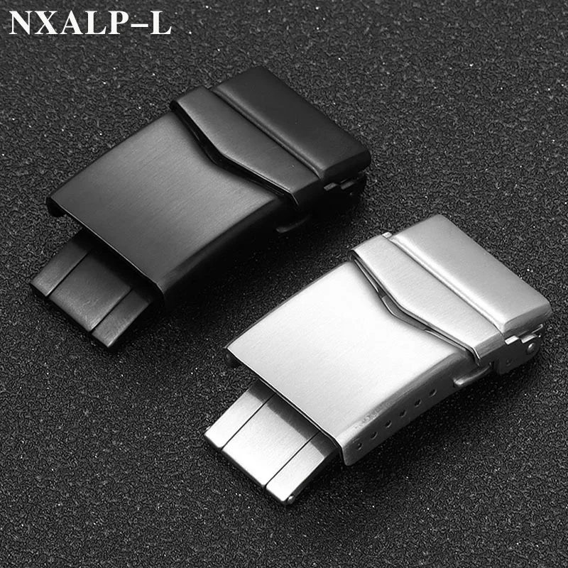 18mm 20mm 22mm Orologio Chiusura in acciaio inossidabile massiccio 316L Fibbia pieghevole Uomo Donna Orologio Fibbia per cinturino in metallo siliconico Accessori