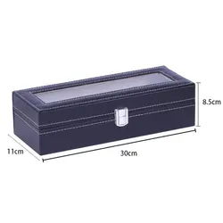1PC 6Slots Watch Box for Men, Mens Watch Organizer PU Leather Watches Display Case Storage Boxes with Transparent Lid