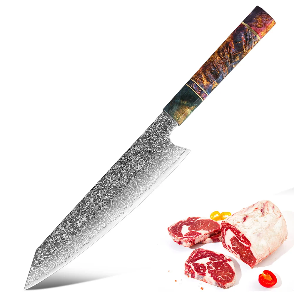 

Japanese Kiritsuke Knife 8-inch Professional Kitchen Chef Knife, Damascus Steel Blade Razor-Sharp,Slicing,Gyuto & Santoku Knife