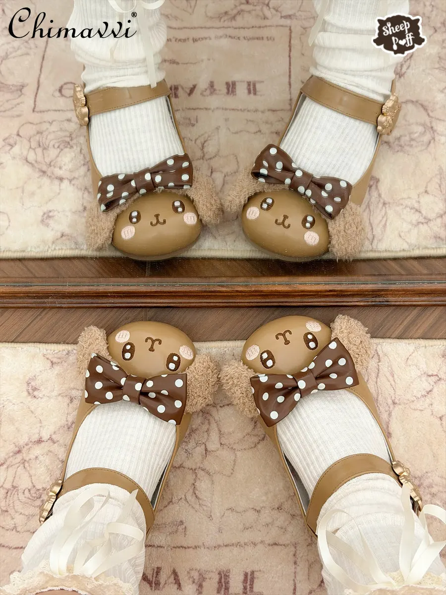 

Lolita Puppy Cute Low-heeled Flats 2026 Spring and Autumn New Fashion Kawaii Elegant Princess Mary Jane Women's Shoes