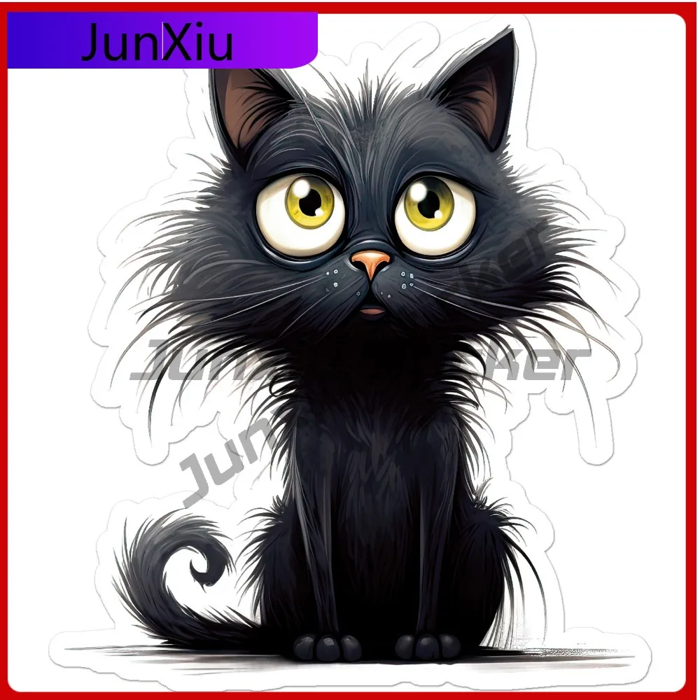 

Cute Black Cat Anime Premium Scratch Resistant Creative Window Decal Accessory Waterproof Vinyl Car Laptop Bumper Auto Exterior