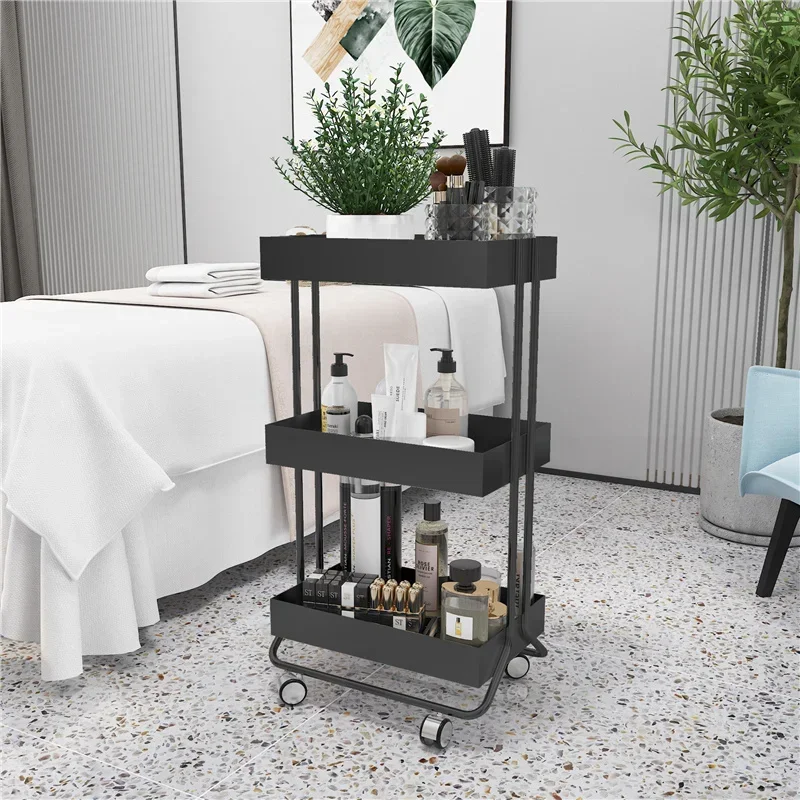 Light Luxury Beauty Salon Wheels Trolley Beautiful Eyelash Nail Barbershop Tool Home Bathroom Storage Rack