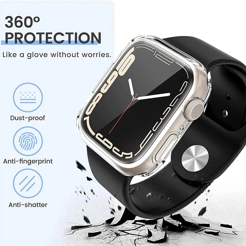 Protective Cover for Apple Watch Case 9 8 7 6 SE 5 41MM 45MM 44MM 40MM Soft Clear TPU Screen Protector for IWatch 4 3 38MM 42MM