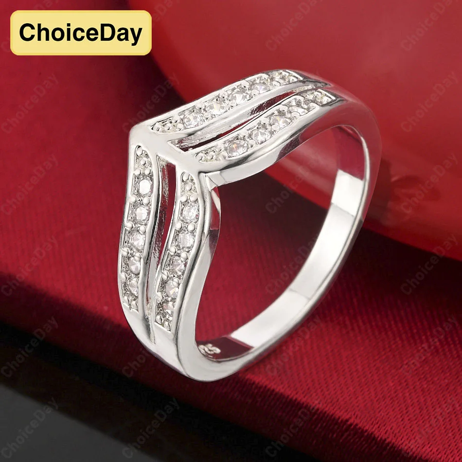 

ChoiceDay Fashion 925 Sterling Silver 7-10 Exquisite Geometric Zircon Ring Women's Temperament Accessories Jewelry Party
