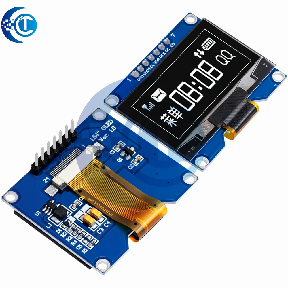 1,54-calowy moduł ekranu OLED 4PIN 7PIN biały niebieski żółty CH1116 / SSD1309 sterownik IC kompatybilny z interfejsem SPI SSD1306