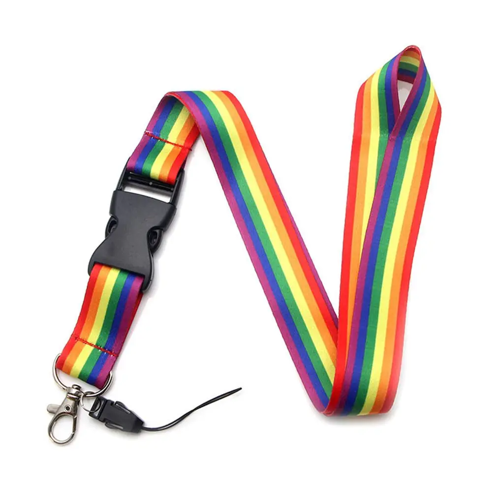 Accessories Name Tag Key Ring Holder ID Badge Holder Phone Badge Neck Straps Rainbow Lanyard Rainbow Color Phone Hang Rope