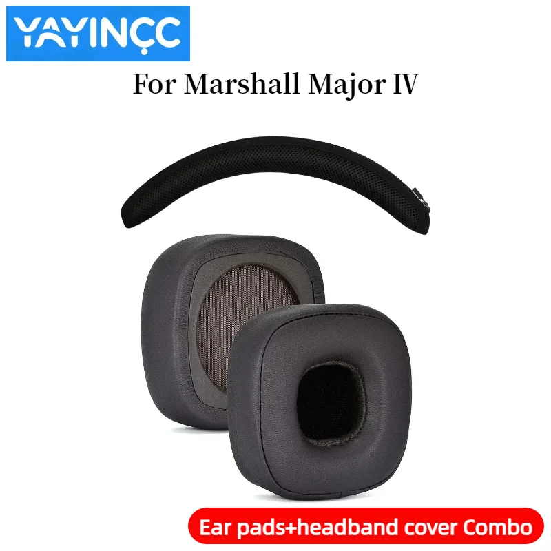 YAYINCC Ersatz-Ohrpolster aus Proteinleder + Kopfbandabdeckung mit Reißverschluss für Marshall Major Ⅳ Wireless, Headset-Ohrpolster-Reparaturteile – Detail 3