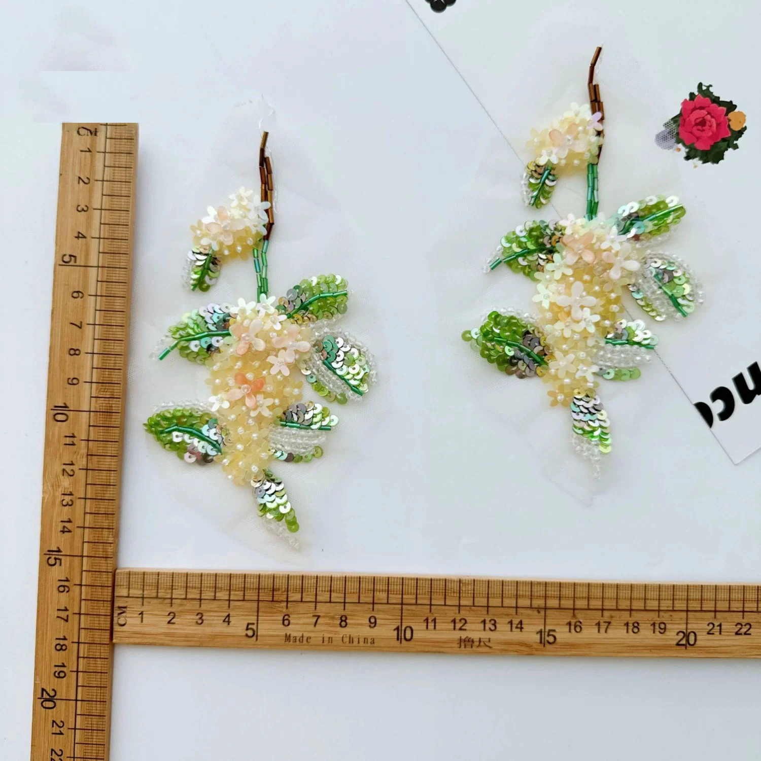 1pcs Color collision flower branch bead tube sequin embroidery patch,DIY Cheongsam Performance Clothing parches de ropa