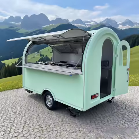 Fully Equipped Caravan Bar Mobile Food Trailer Ice Cream Cart Pizza Fast Taco Food Truck Food Truck With Full Kitchen