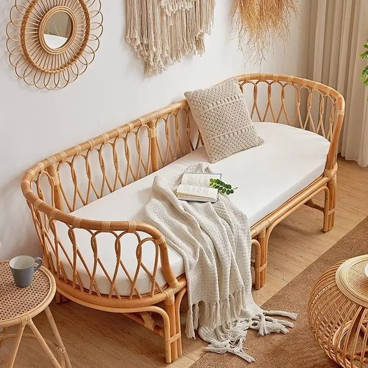 

Диван из ротанга во дворе, двухместный стул из ротанга для трех человек, диван для отдыха, комбинация для маленькой квартиры, гостиная, балкон, кровать и бревен