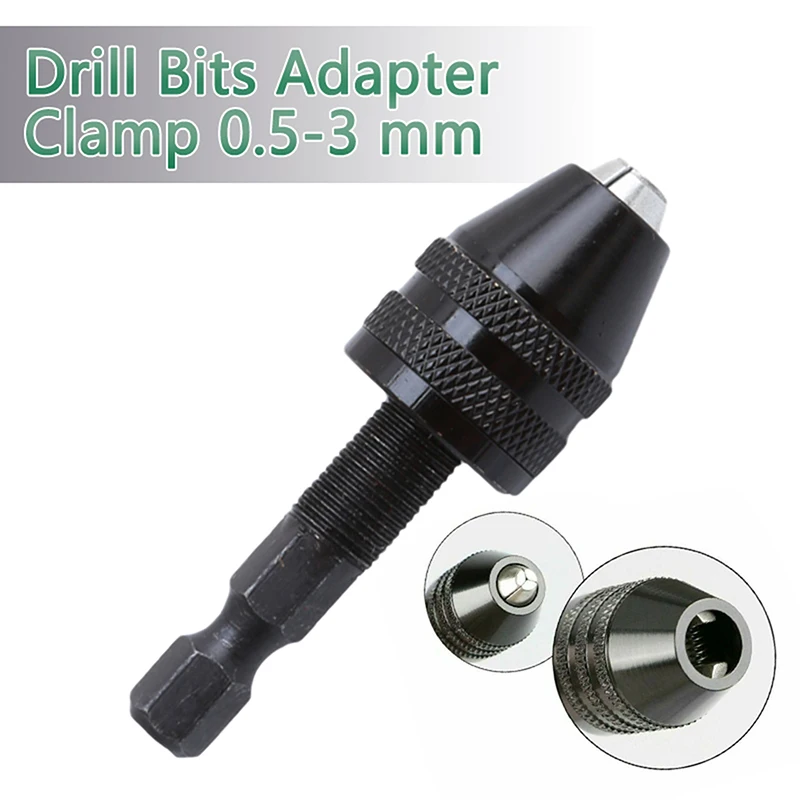 Hex Shank Quick Change Adapter Multi Keyless Drill Chuck 0.5-3mm/0.3-6.5mm Mini Chuck Fixture Conversion Tool for Electric Drill