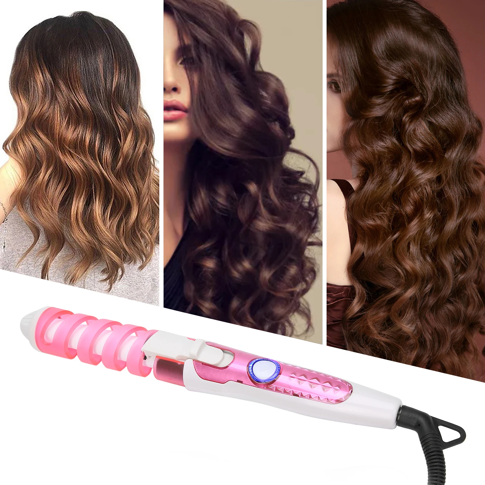 110‑240V Electric Hair Curler Electric Hair Curling Wand Spiral Hair Curler Curling Iron Hairstyling Tools Spiral Curling Wand