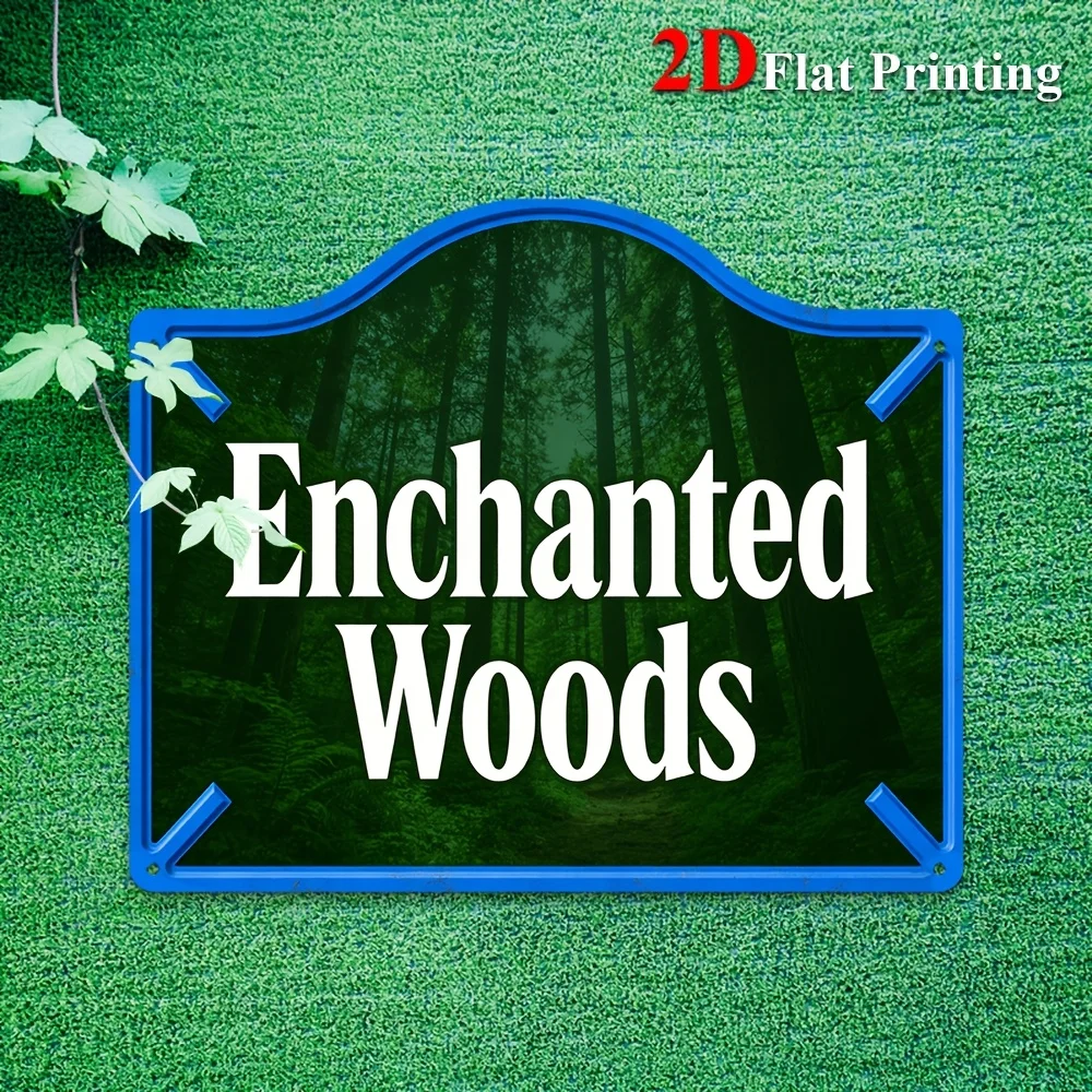 1pc 2D Flat Sign Artwork Depicting An 'Enchanted Woods' Forest Scene, Ideal For Decorating Your Home,Office Walls, And Enhancing