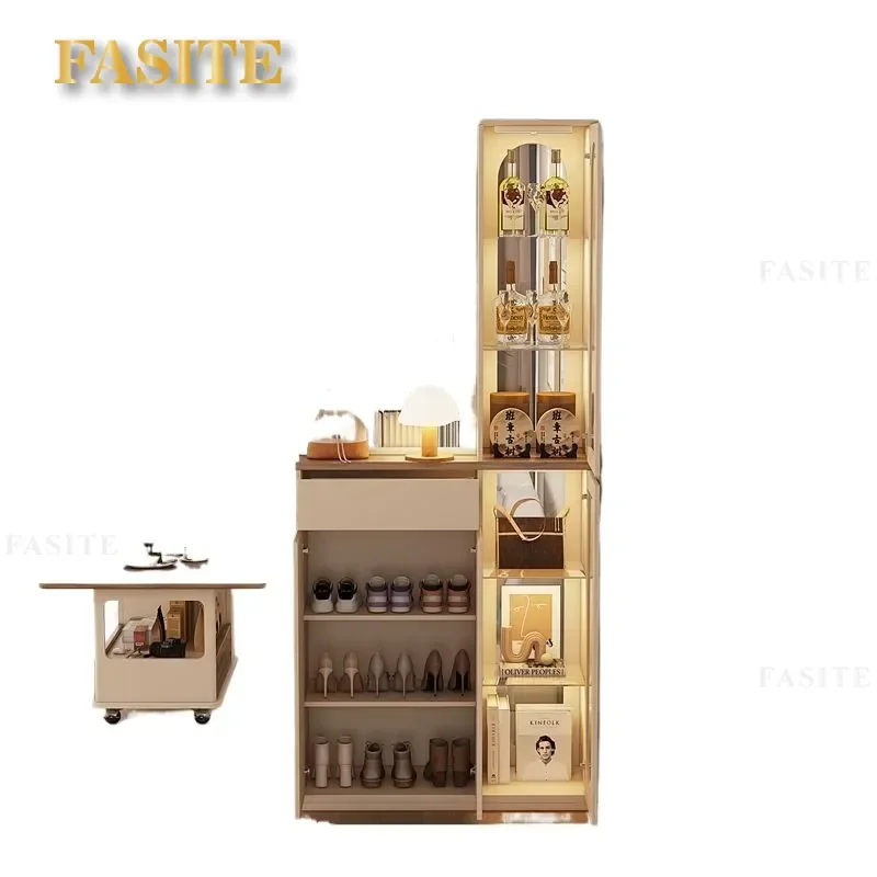 For Entrance Cabinet Living Room Wine Shoe Storage Changhong Glass Screen Partition Cream Style Modern Home Decor Furniture