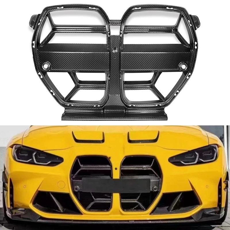 

Front Kidney Grille For BMW M3 G80 M4 G82 G83 2021-2023 Real Dry Carbon Fiber CSL Style Without ACC Bumper Frame Mesh Grid Kit