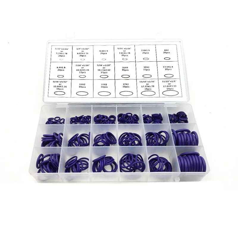 270Pcs Leakproof Watertight NBR Purple O Ring Box CS1.78-3.53mm Oil Resistant Seal For Pneumatic Cylinder Parts