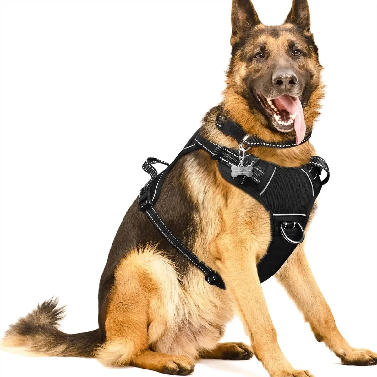 

Шлейка для собак без натяжения с ошейником, регулируемый светоотражающий жилет из оксфорда для прогулок, с креплениями для поводка спереди/сзади, для собак малых и больших пород (от S до XL)