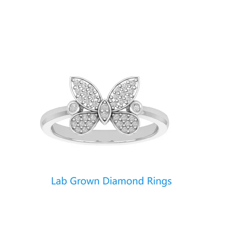 

0.25ctw Round HPHT DEF VS-VVS Lab Grown Diamond Butterfly Ring for Women Platinum 950 Anniversary Gift For Women Fine Jewelry