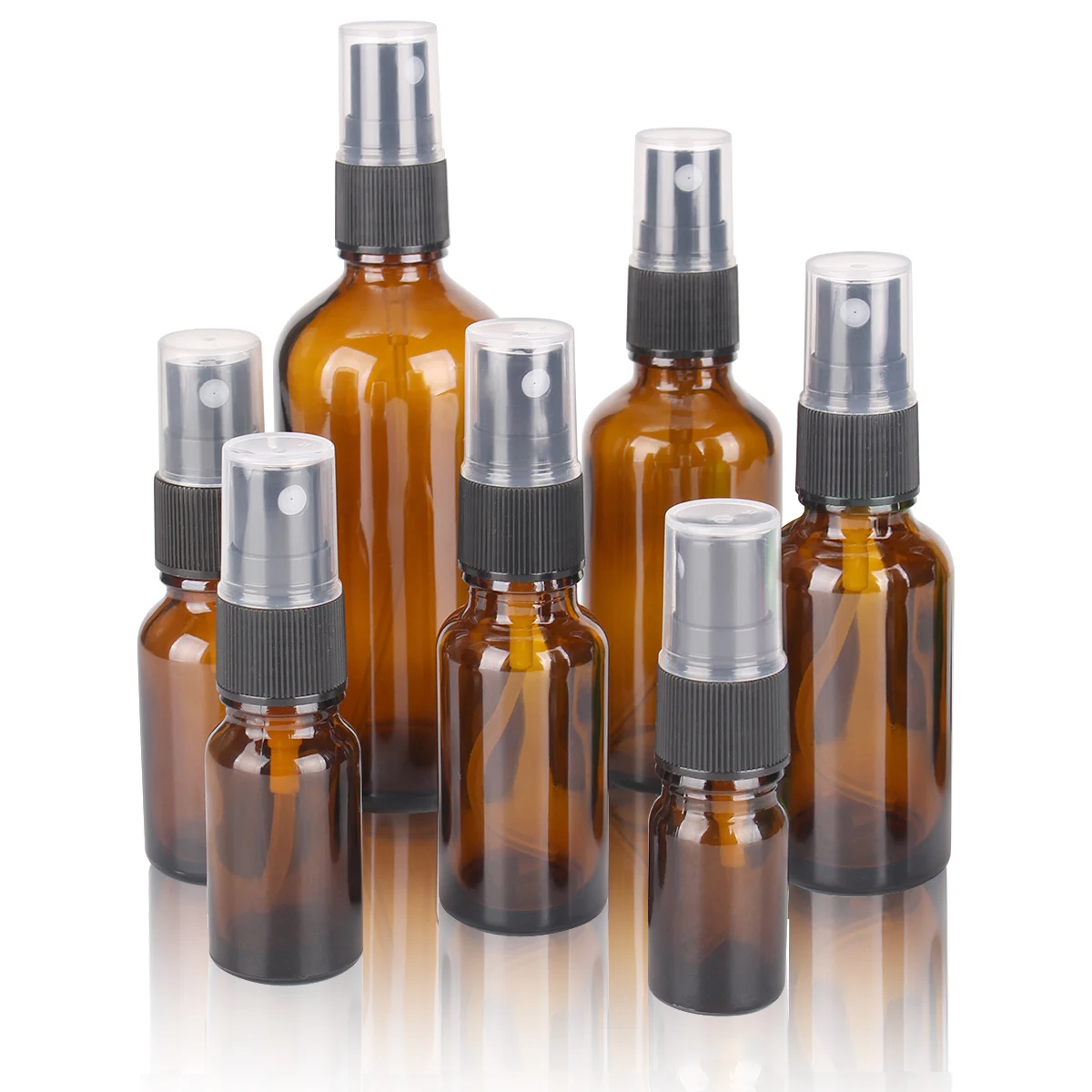 6/12/24pcs 5ml/10ml/15ml/20ml/30ml/50ml/100ml Amber Glass Spray Refillable Bottles with Mist Sprayer for Perfume Essential Oils