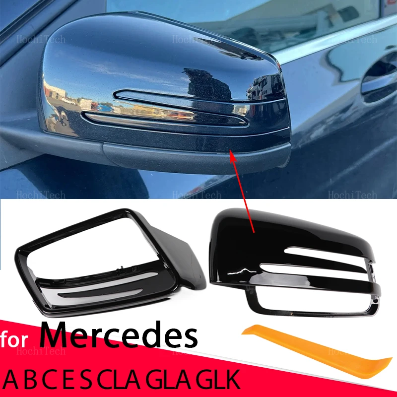 

Carbon Pattern Black Side Mirror Covers Cap For Mercedes Benz W176 W246 W212 W204 C117 X156 X204 W221 C218 A B C E S CLA GLA GLK