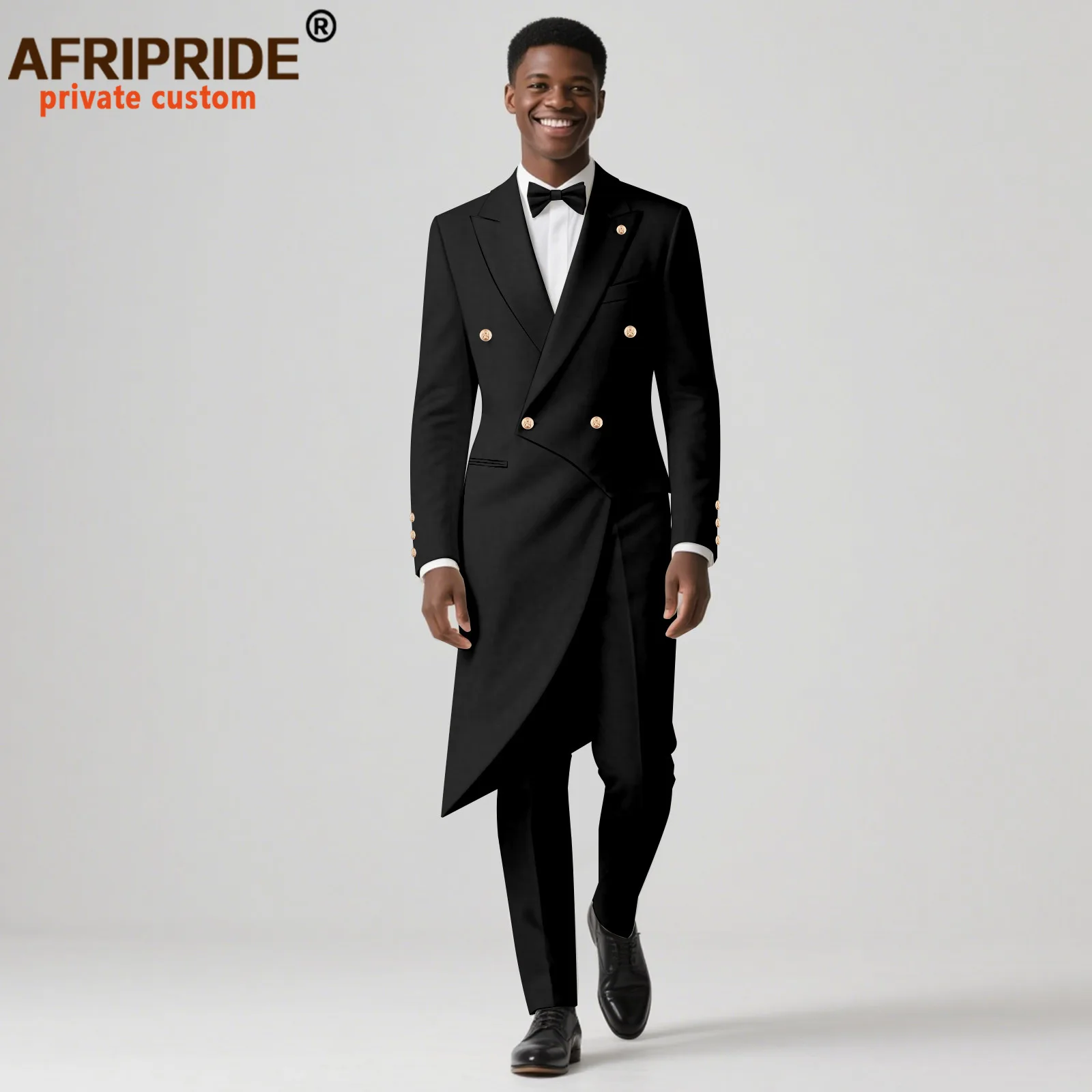 Men`s Bussiness Suits Slim Fit Double Breasted Long Tuxedo and Trousers 2 Piece Set African Clothes for Wedding 2516077