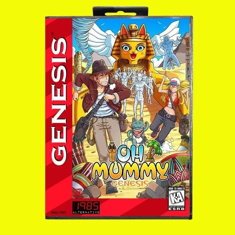Oh Mummy MD 게임 카드 Sega Megadrive Genesis 비디오 게임 콘솔 카트리지 용 16 비트 미국 커버