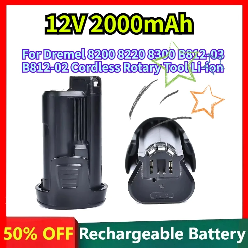 12V 2000mAh Replacement Battery for Dremel 8200 8220 8300 B812-03 B812-02 Cordless Rotary Tool Li-ion