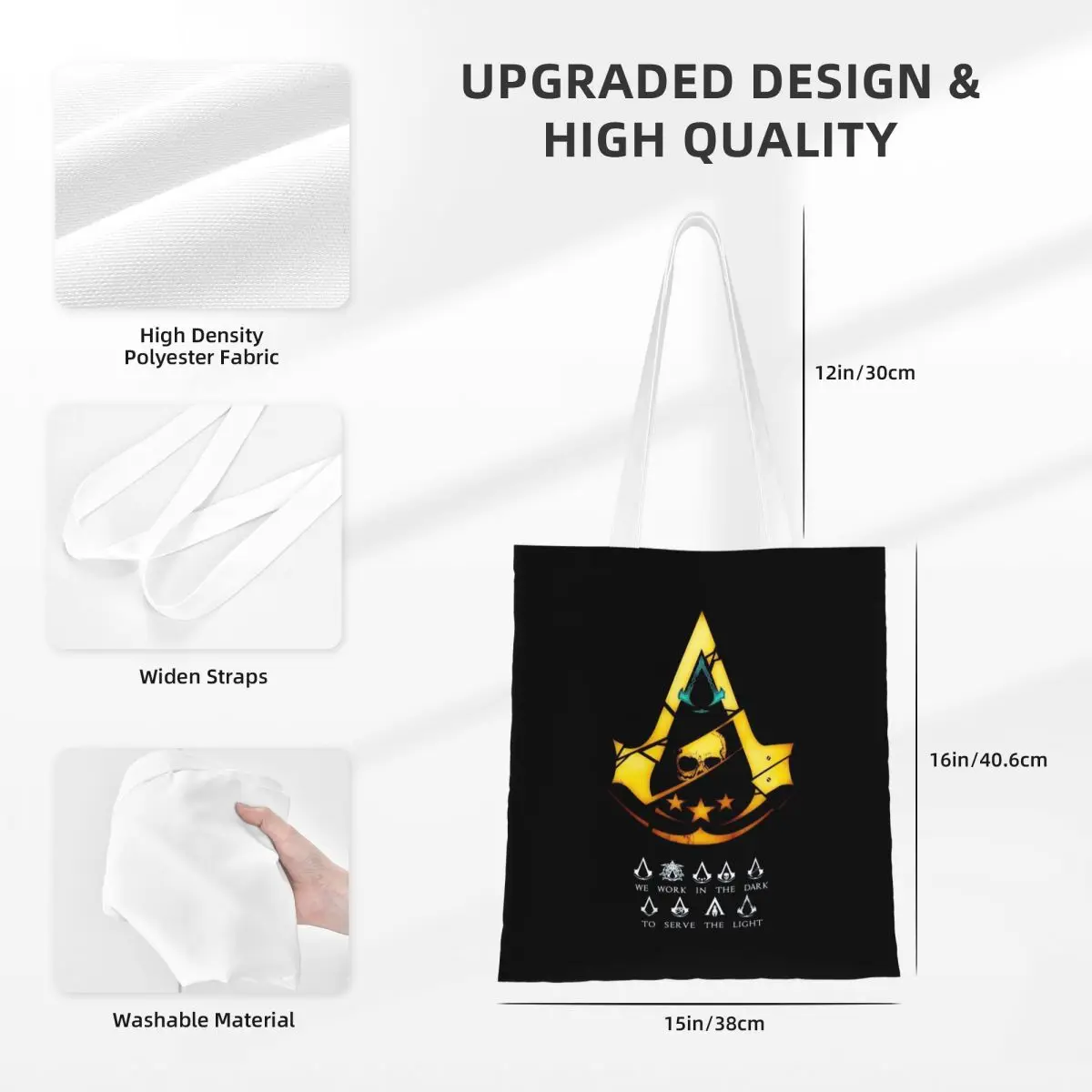 Assassin's Creed Game  Shopping Bags Reusable Canvas The Tote Bag Women Shoulder Tote Travel Handbag
