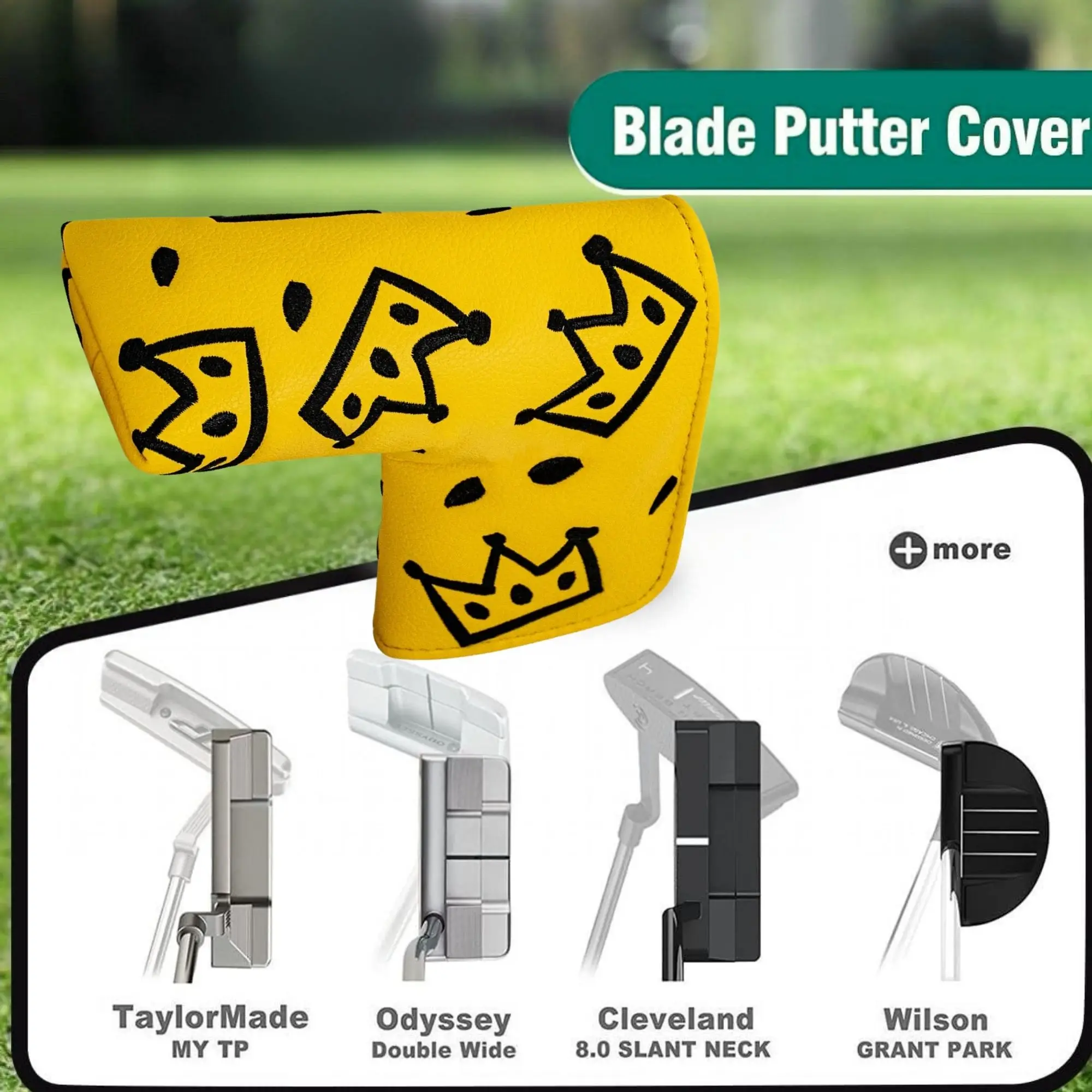 Golf-Putter-Abdeckung mit Kronenmuster – Premium-Blade-Putter-Kopfabdeckung mit weichem Futter, tolles Vatertagsgeschenk für Golfliebhaber – Detail 6