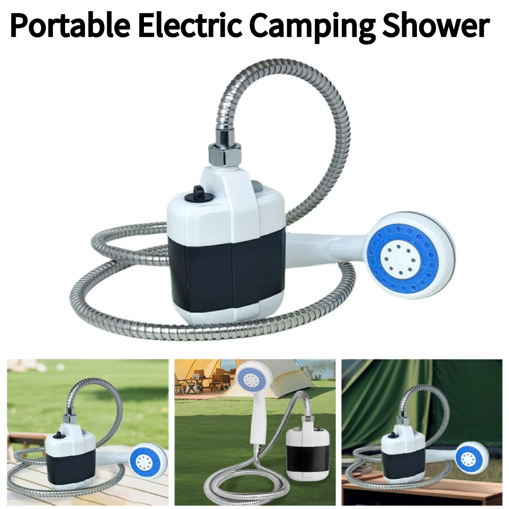 

Portable Electric Rechargeable Spray Camp Shower Head with 1.5M Hose Multiple Camping Spray Pump Shower for Hiking Travel Bath
