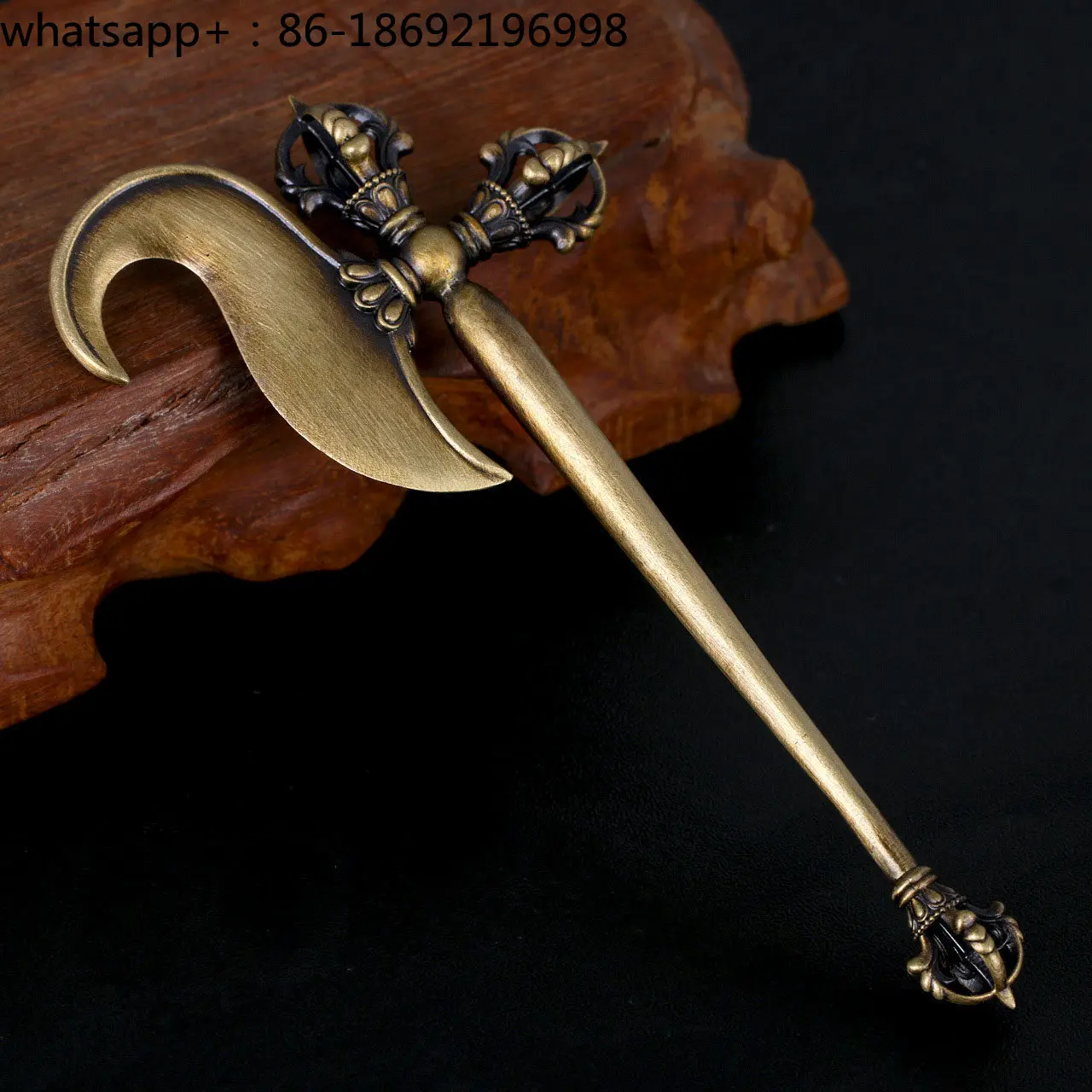brass-diamond-hook-pestle-diamond-hammer-magic-tool-men's-play-piece-iron-elephant-hook-axe-hammer-diamond-pestle-ornament-new