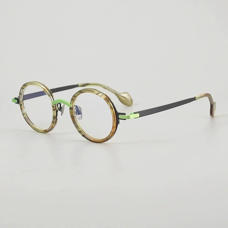 Belight Optical ทรงกลม Handmade สีสันรวม Acetate ไทเทเนียม Retro กรอบแว่นตาเลนส์ MW002
